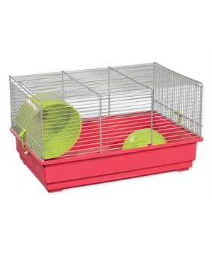 Klec SMALL ANIMAL Richard šedo-červená se zelenou výbavou