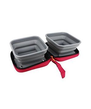 Miska skládací 2v1 BIVOUAK 2x700ml červená Zolux