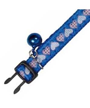 Obojek pro kočku motiv SRDÍČKA s rolničkou