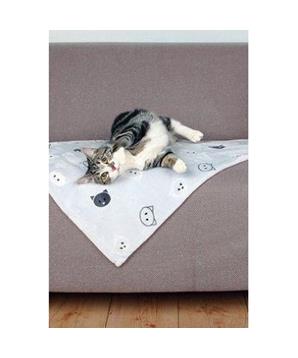 Plyšová deka MIMI šedá s kočičími hlavami