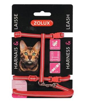 Postroj kočka s vodítkem 1,2m červený Zolux