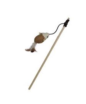 Rybářský prut hlavolam přírodní s myší 40 cm