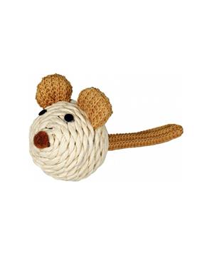 Sisalová myš s rolničkou a provázkem