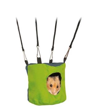 Šustící jeskyň pro křečka, na zavěšení do klece 10x9 cm