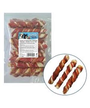 Tyč buvolí kroucená 2 barevná obalená kachním masem JUKO Snacks