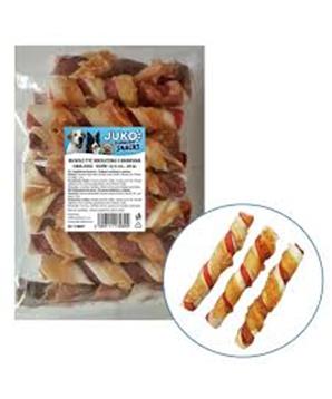 Tyč buvolí kroucená 2 barevná obalená kuřecím masem JUKO Snacks