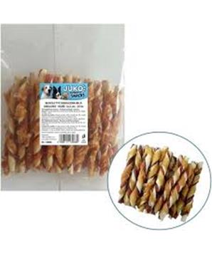 Tyčinka buvolí bílá kroucená obalená kuřecím masem JUKO Snacks 12,5 cm