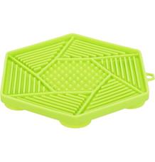 Lick´n´Snack HEXAGON s přísavkami - podložka k pomalému krmení, 17 cm, TPR/plast, zelená