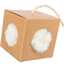 Box s hnízdícím materiálem, 9x9x9 cm/ 6g, karton/kapok