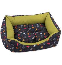 Sofa DOG FANTASY origami pes mix černo-zelené 75 cm - lehce rozpáraný